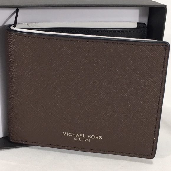 NWT Michael Kors Dark Brown Slim Bifold Wallet - Picture 1 of 5